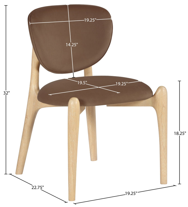 Velora Velvet Performance Fabric Upholstered Dining Chair in Brown, Set of 2 - 77076Brown-C