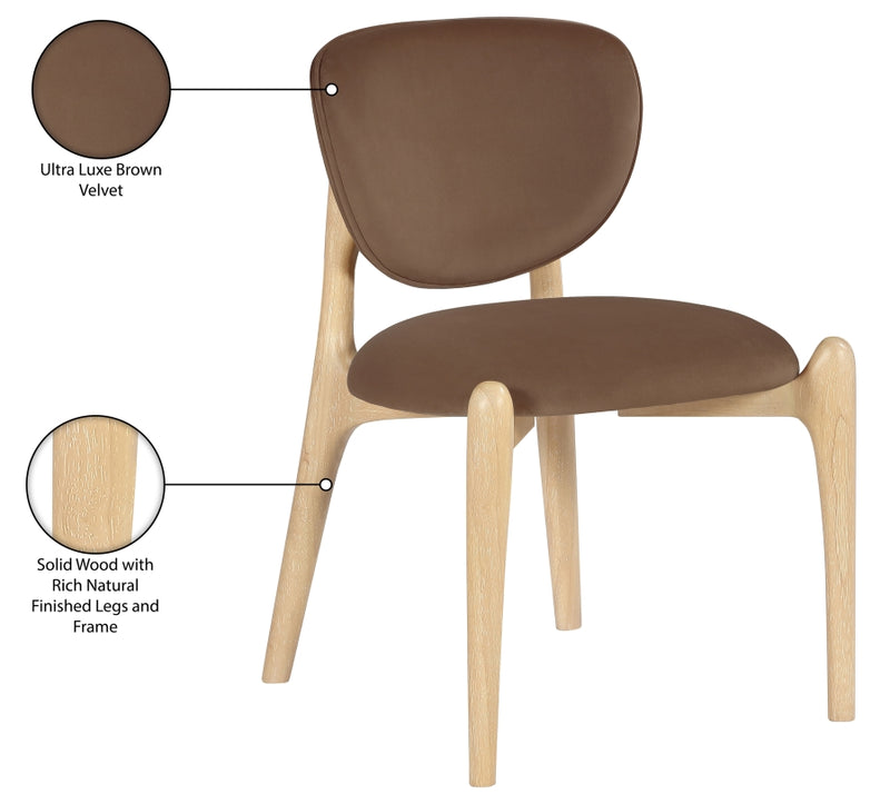 Velora Velvet Performance Fabric Upholstered Dining Chair in Brown, Set of 2 - 77076Brown-C