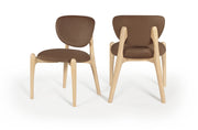Velora Velvet Performance Fabric Upholstered Dining Chair in Brown, Set of 2 - 77076Brown-C