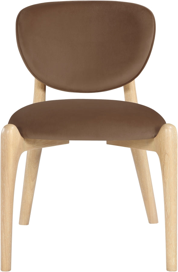 Velora Velvet Performance Fabric Upholstered Dining Chair in Brown, Set of 2 - 77076Brown-C