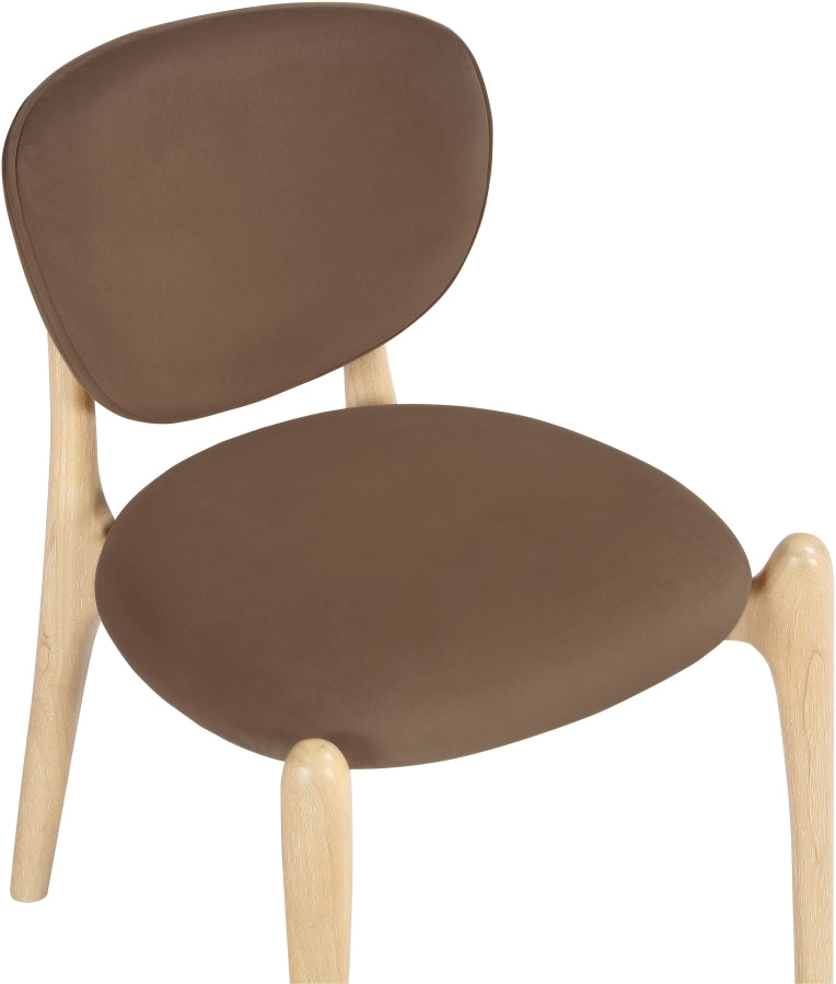 Velora Velvet Performance Fabric Upholstered Dining Chair in Brown, Set of 2 - 77076Brown-C