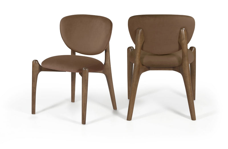 Velora Velvet Performance Fabric Upholstered Dining Chair in Brown, Set of 2 - 77077Brown-C