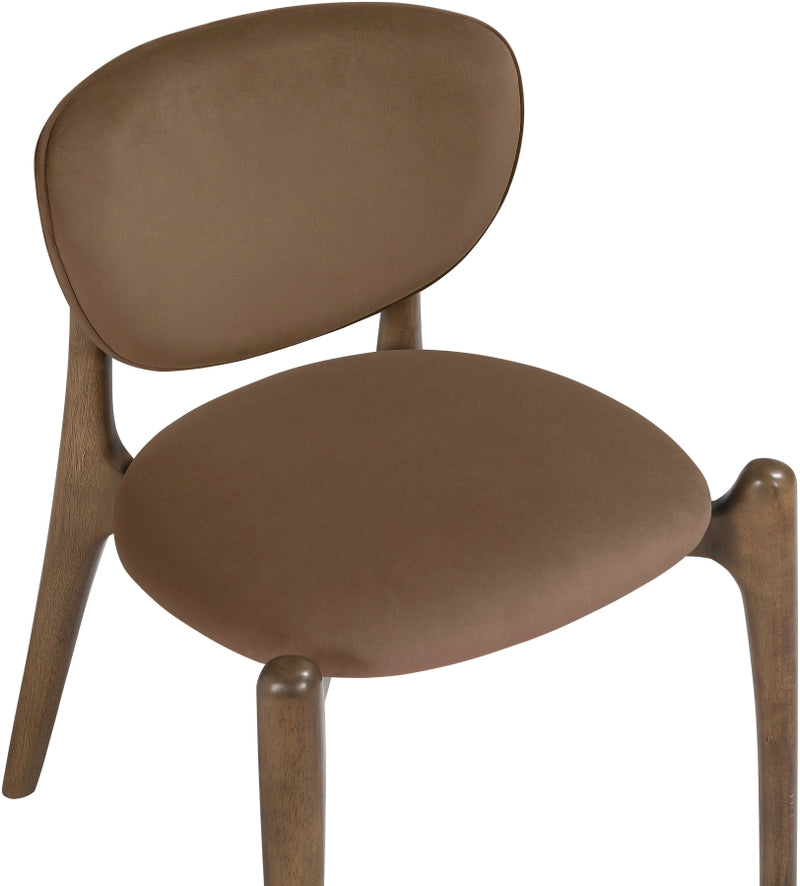 Velora Velvet Performance Fabric Upholstered Dining Chair in Brown, Set of 2 - 77077Brown-C