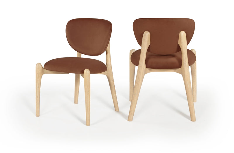 Velora Velvet Performance Fabric Upholstered Dining Chair in Cognac, Set of 2 - 77076Cognac-C