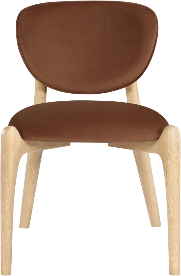 Velora Velvet Performance Fabric Upholstered Dining Chair in Cognac, Set of 2 - 77076Cognac-C