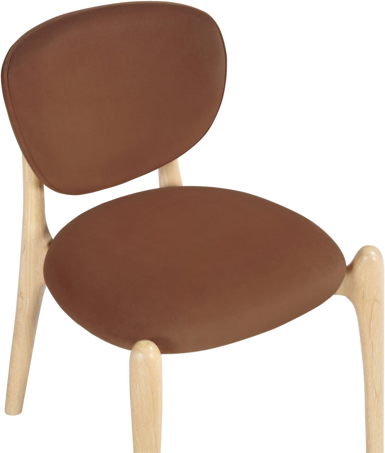 Velora Velvet Performance Fabric Upholstered Dining Chair in Cognac, Set of 2 - 77076Cognac-C