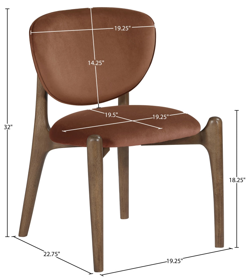 Velora Velvet Performance Fabric Upholstered Dining Chair in Cognac, Set of 2 - 77077Cognac-C