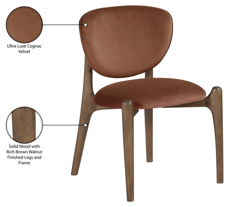 Velora Velvet Performance Fabric Upholstered Dining Chair in Cognac, Set of 2 - 77077Cognac-C