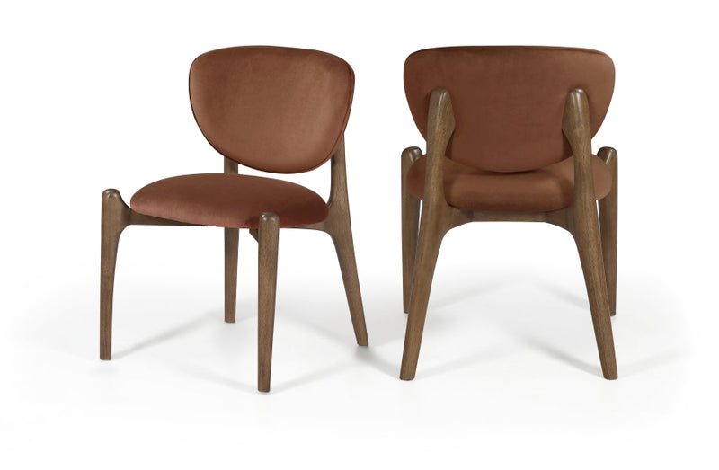 Velora Velvet Performance Fabric Upholstered Dining Chair in Cognac, Set of 2 - 77077Cognac-C