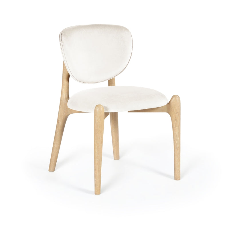 Velora Velvet Performance Fabric Upholstered Dining Chair in Cream, Set of 2 - 77076Cream-C