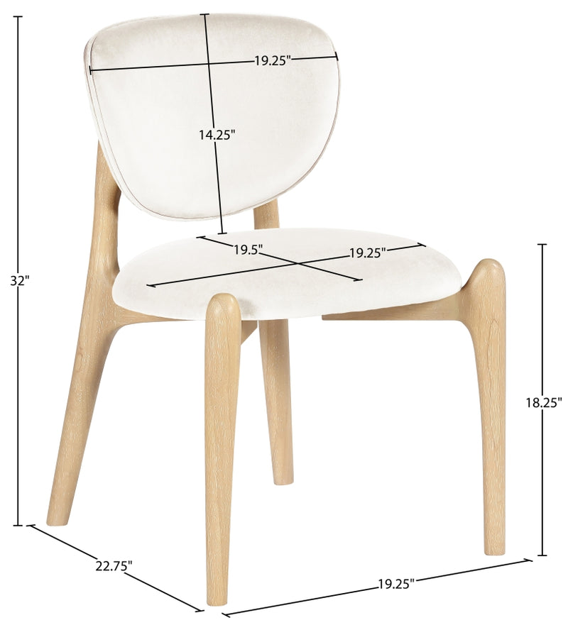 Velora Velvet Performance Fabric Upholstered Dining Chair in Cream, Set of 2 - 77076Cream-C