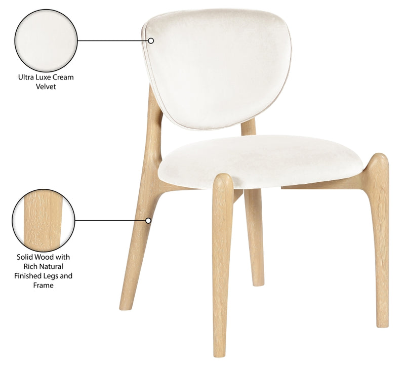 Velora Velvet Performance Fabric Upholstered Dining Chair in Cream, Set of 2 - 77076Cream-C