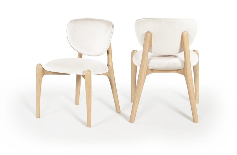 Velora Velvet Performance Fabric Upholstered Dining Chair in Cream, Set of 2 - 77076Cream-C