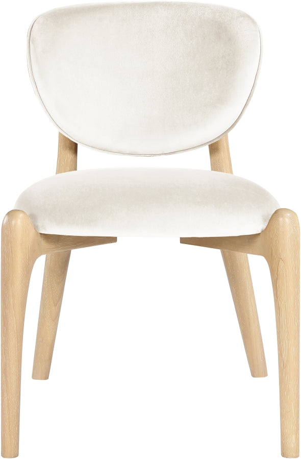 Velora Velvet Performance Fabric Upholstered Dining Chair in Cream, Set of 2 - 77076Cream-C