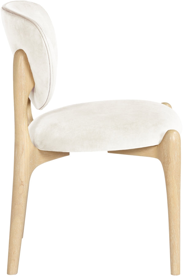 Velora Velvet Performance Fabric Upholstered Dining Chair in Cream, Set of 2 - 77076Cream-C
