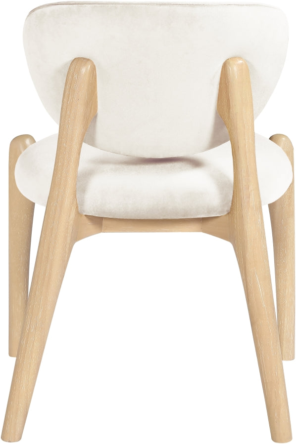 Velora Velvet Performance Fabric Upholstered Dining Chair in Cream, Set of 2 - 77076Cream-C