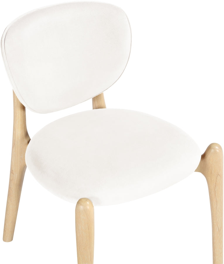 Velora Velvet Performance Fabric Upholstered Dining Chair in Cream, Set of 2 - 77076Cream-C
