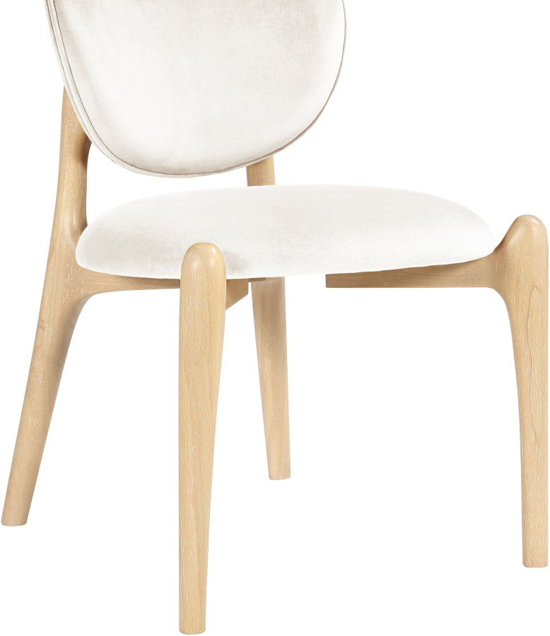 Velora Velvet Performance Fabric Upholstered Dining Chair in Cream, Set of 2 - 77076Cream-C