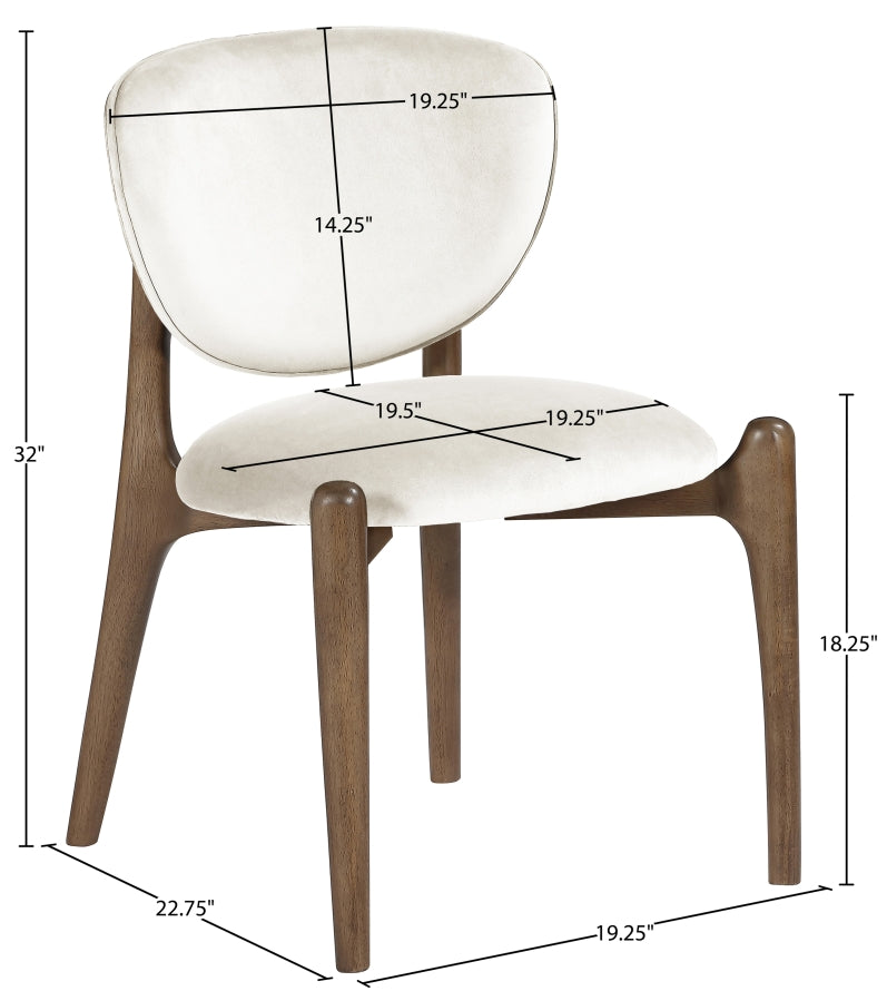 Velora Velvet Performance Fabric Upholstered Dining Chair in Cream, Set of 2 - 77077Cream-C