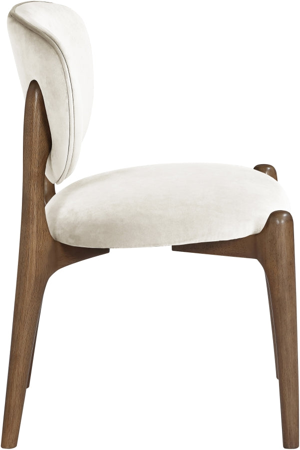 Velora Velvet Performance Fabric Upholstered Dining Chair in Cream, Set of 2 - 77077Cream-C