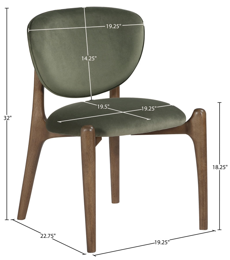 Velora Velvet Performance Fabric Upholstered Dining Chair in Green, Set of 2 - 77077Green-C