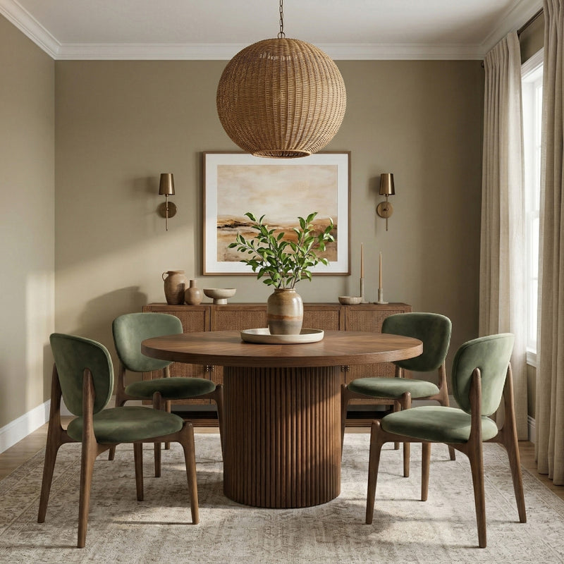 Velora Velvet Performance Fabric Upholstered Dining Chair in Green, Set of 2 - 77077Green-C