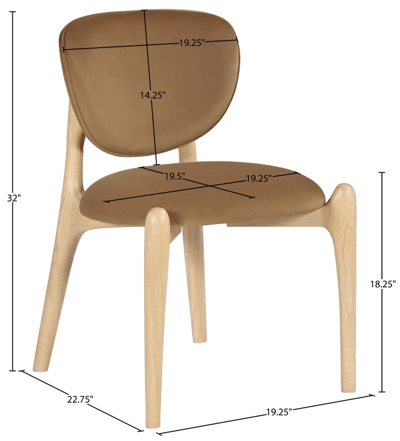 Velora Velvet Performance Fabric Upholstered Dining Chair in Saddle, Set of 2 - 77076Saddle-C