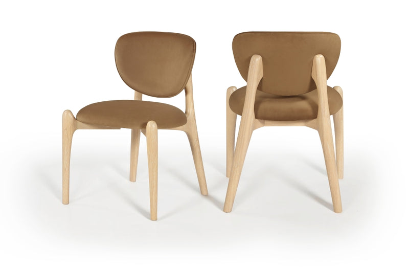 Velora Velvet Performance Fabric Upholstered Dining Chair in Saddle, Set of 2 - 77076Saddle-C