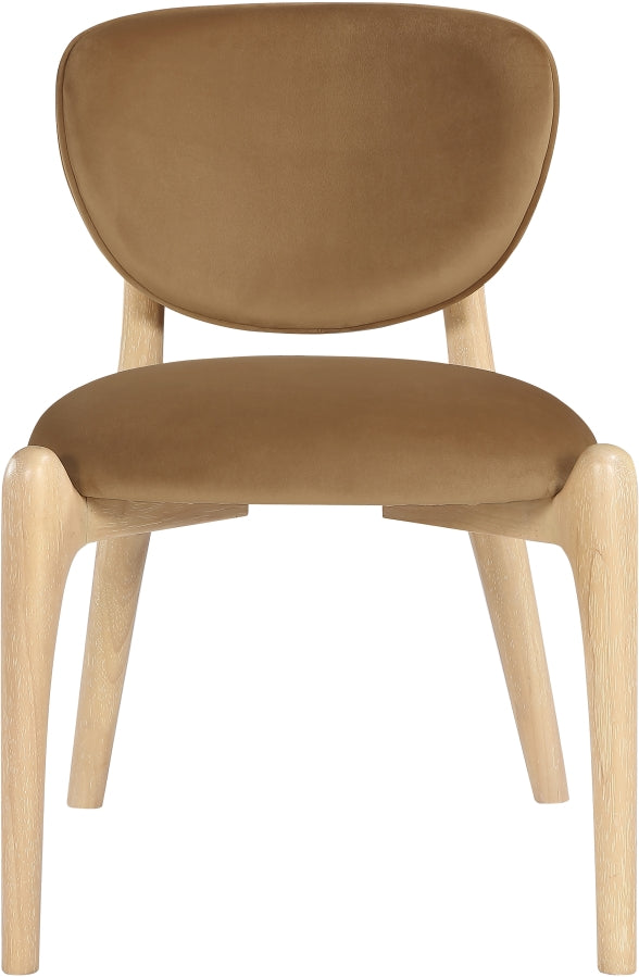 Velora Velvet Performance Fabric Upholstered Dining Chair in Saddle, Set of 2 - 77076Saddle-C