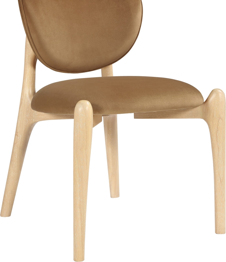 Velora Velvet Performance Fabric Upholstered Dining Chair in Saddle, Set of 2 - 77076Saddle-C