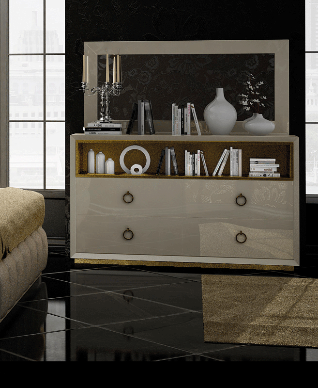 Velvet Mirror For Double Dresser - i38051 - Gate Furniture
