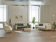 Venta  3-pieces (Sofa & Loveseat & Chair) Livingroom in Cream - Green - 200-SIM-VEN-CALVE03-CALVE14-321