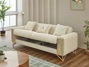 Venta  3-pieces (Sofa & Loveseat & Chair) Livingroom in Cream - Green - 200-SIM-VEN-CALVE03-CALVE14-321