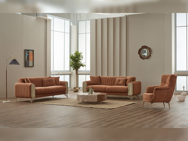 Venta  3-pieces (Sofa & Loveseat & Chair) Livingroom in Cream - Green - 200-SIM-VEN-CALVE03-CALVE14-321