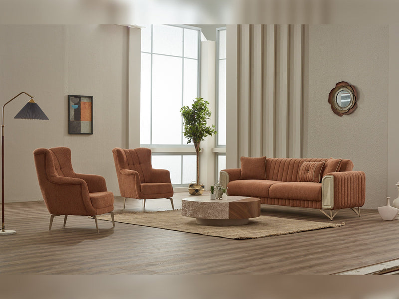 Venta  3-pieces (Sofa & Loveseat & Chair) Livingroom in Cream - Green - 200-SIM-VEN-CALVE03-CALVE14-321