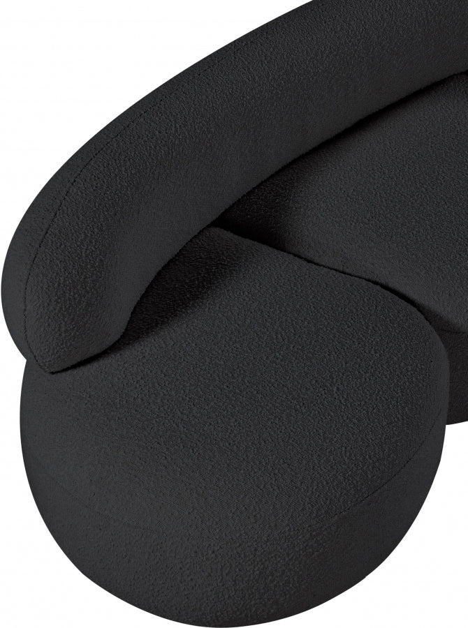 Venti 65" Boucle Fabric Upholstered Loveseat in Black - 140Black-L