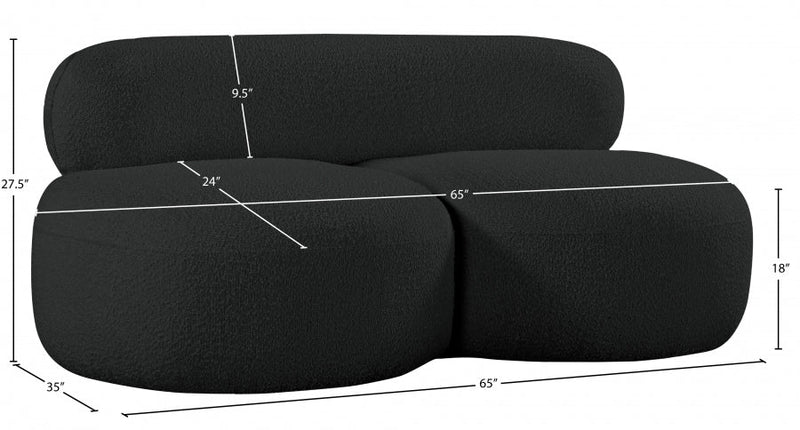 Venti 65" Boucle Fabric Upholstered Loveseat in Black - 140Black-L