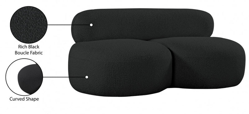 Venti 65" Boucle Fabric Upholstered Loveseat in Black - 140Black-L
