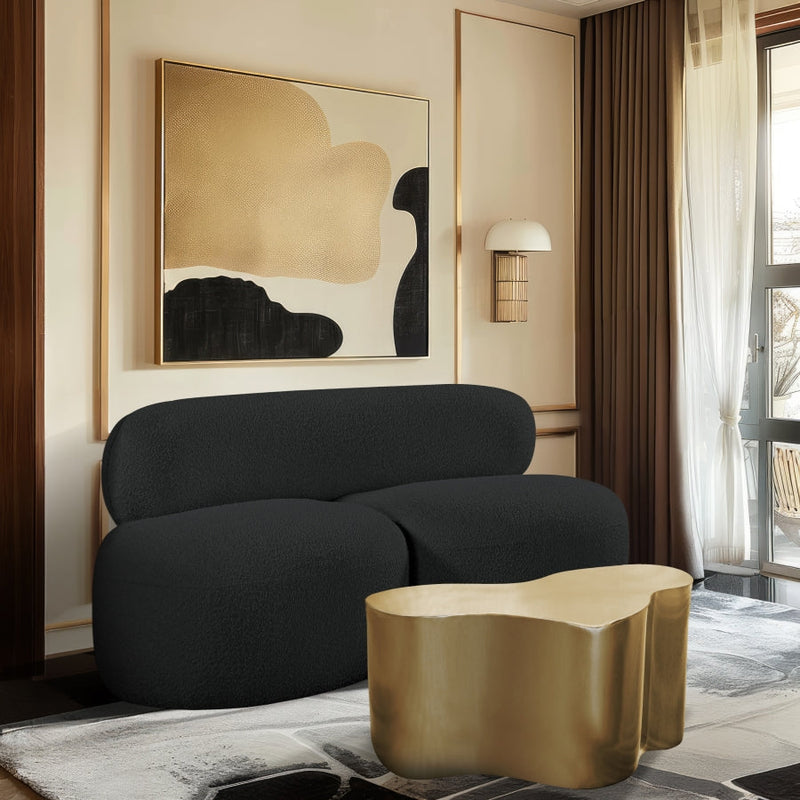 Venti 65" Boucle Fabric Upholstered Loveseat in Black - 140Black-L