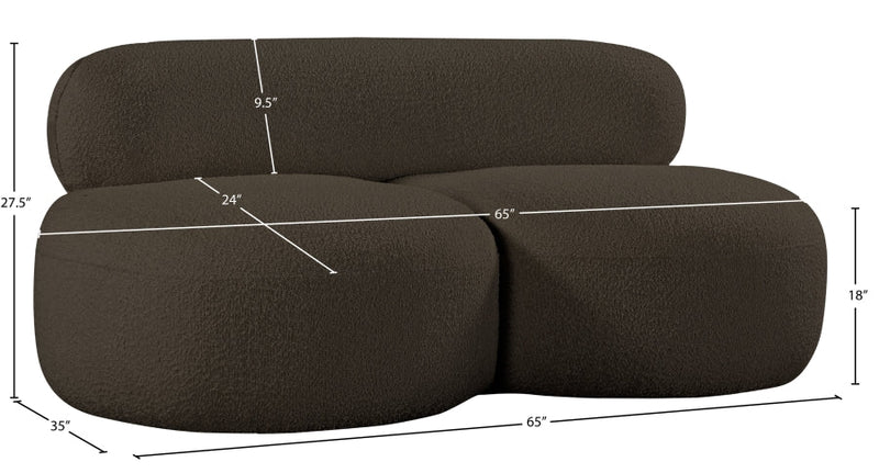Venti 65" Boucle Fabric Upholstered Loveseat in Brown - 140Brown-L
