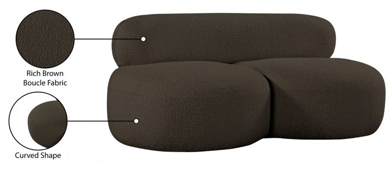 Venti 65" Boucle Fabric Upholstered Loveseat in Brown - 140Brown-L