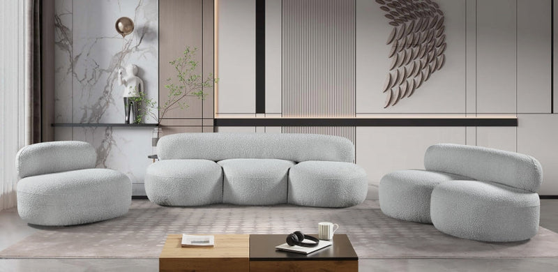 Venti 65" Boucle Fabric Upholstered Loveseat in Grey - 140Grey-L