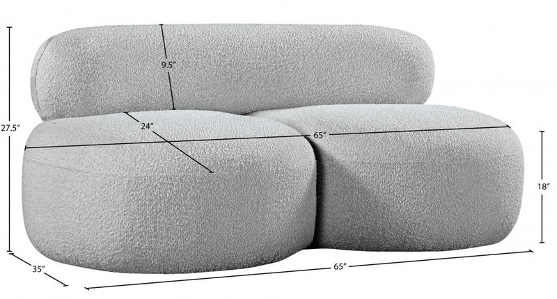 Venti 65" Boucle Fabric Upholstered Loveseat in Grey - 140Grey-L