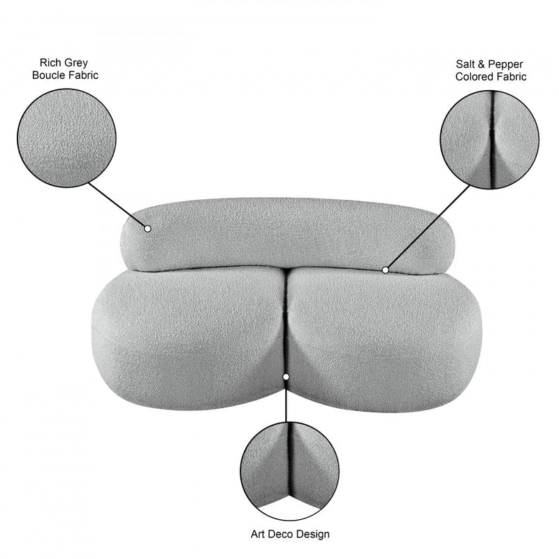 Venti 65" Boucle Fabric Upholstered Loveseat in Grey - 140Grey-L