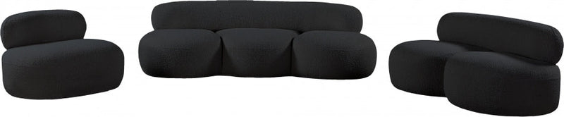Venti 88.5" Boucle Fabric Upholstered Sofa in Black - 140Black-S