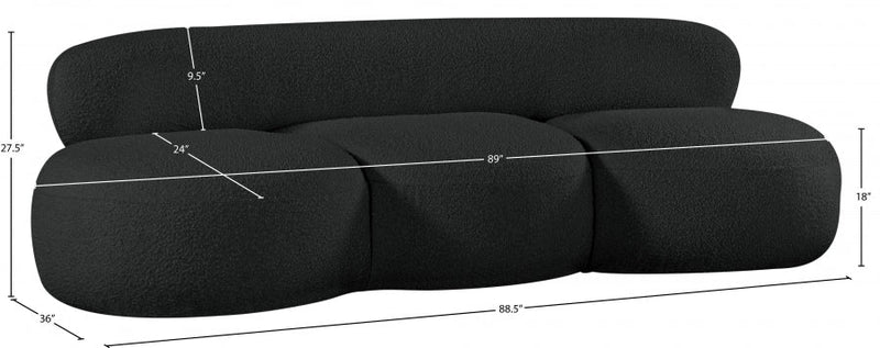 Venti 88.5" Boucle Fabric Upholstered Sofa in Black - 140Black-S