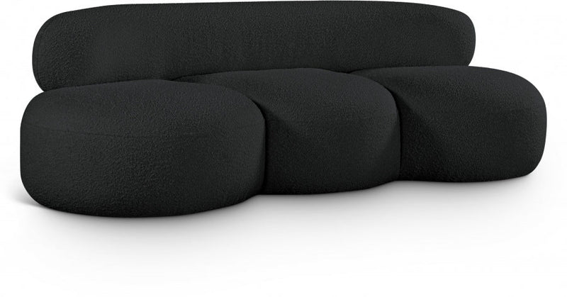 Venti 88.5" Boucle Fabric Upholstered Sofa in Black - 140Black-S