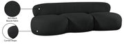 Venti 88.5" Boucle Fabric Upholstered Sofa in Black - 140Black-S