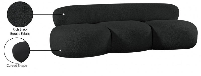 Venti 88.5" Boucle Fabric Upholstered Sofa in Black - 140Black-S