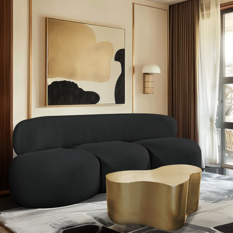Venti 88.5" Boucle Fabric Upholstered Sofa in Black - 140Black-S